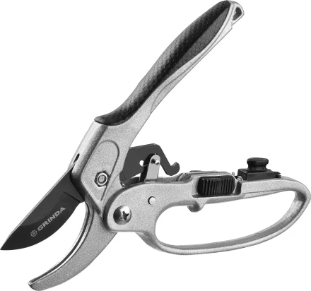 Секатор GRINDA алюминиевые ручки, храповый механизм, с эфесом, округлые лезвия, 200мм 8-423034 купить в Надыме