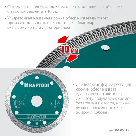 Диск алмазный для УШМ и плиткорезов супертонкие  ULTRA-THIN 36685-125 купить в Надыме