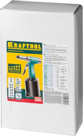 Заклепочник пневматический KRAFTOOL INDUSTRIE-PNEUMO для заклёпок из алюминия, стали, нерж. стали, d=2,4 / 3,2 / 4,0 / 4,8 / 6,4 мм 31185_z01 купить в Надыме