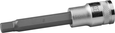 Торцовая бита-головка KRAFTOOL "INDUSTRIE QUALITAT", удлиненная, материал S2, HEX, сатинированная, 1/2", H8 27909-08_z01 купить в Надыме