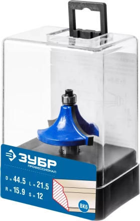 ЗУБР 44.5 x 21.5 мм, радиус 15.9 мм, фреза кромочная калевочная №1, Профессионал (28700-44.5) купить в Надыме