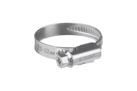 ЗУБР Х-9Н, 20 - 32 мм, накатная лента 9 мм, цинк, 50 шт, червячный хомут (37807-32) купить в Надыме