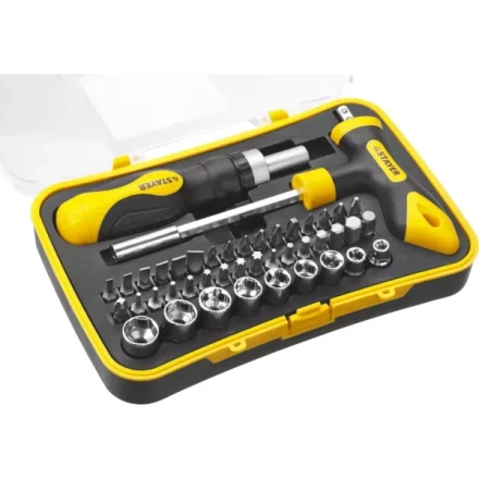 Набор STAYER "MASTER" "HERCULES": Отвертка реверсивная, Т-образная отвертка-битодержатель, адаптер для торц голов, 43 предм 25084-H43 купить в Надыме