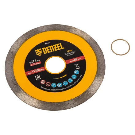Диск алмазный отрезной 115 х 22,2 мм, сплошной, супертонкий, горячий пресс, мокрое резание// Denzel 73043 купить в Надыме