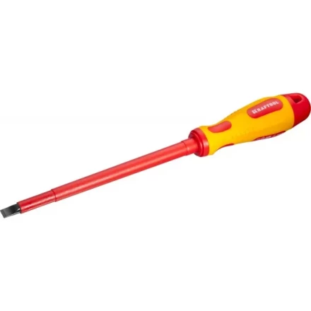 Отвертка KRAFTOOL, высоковольтная, Cr-Mo-V стержень, двухкомпонент. маслобензостойкая рукоятка, SL, 8,0х175мм 250083-8.0-175 купить в Надыме