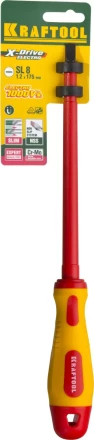 Отвертка KRAFTOOL, высоковольтная, Cr-Mo-V стержень, двухкомпонент. маслобензостойкая рукоятка, SL, 8,0х175мм 250083-8.0-175 купить в Надыме