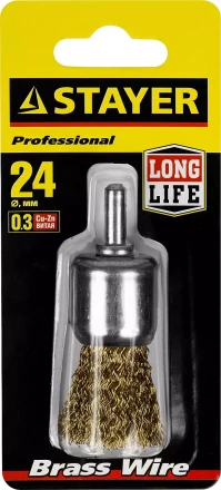 STAYER "PROFESSIONAL". Щетка кистевая для дрели, витая стальная проволока 0,3мм, 24мм 35113-24 купить в Надыме
