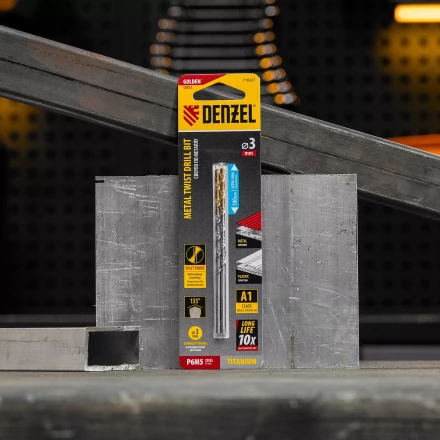 Сверло спиральное по металлу 3 х 100 мм, Р6М5, Golden Tip, удлиненное, 2шт. Denzel 718247 купить в Надыме