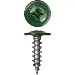 Саморезы ЗУБР с прессшайбой по листовому металлу до 0,9 мм, окрашенные в RAL-6005, PH2, 4,2х19 мм, 450шт 300191-42-019-6005