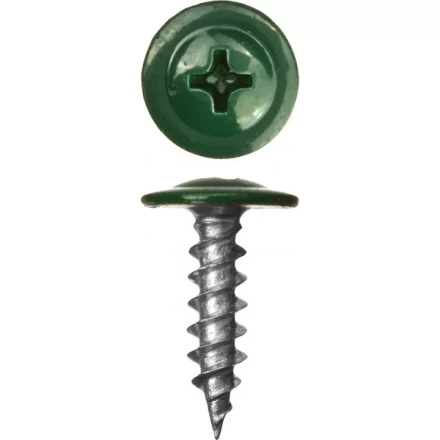 Саморезы ЗУБР с прессшайбой по листовому металлу до 0,9 мм, окрашенные в RAL-6005, PH2, 4,2х19 мм, 450шт 300191-42-019-6005 купить в Надыме