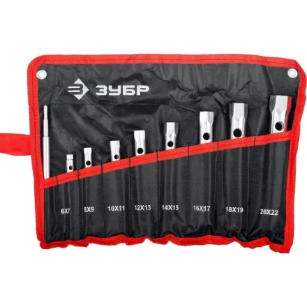 Набор ЗУБР "МАСТЕР": Ключи торцовые, трубчатые двухсторонние, 6-22мм, с воротком, 9шт 27162-H9 купить в Надыме