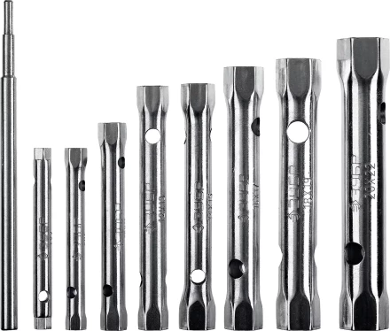 Набор ЗУБР "МАСТЕР": Ключи торцовые, трубчатые двухсторонние, 6-22мм, с воротком, 9шт 27162-H9 купить в Надыме