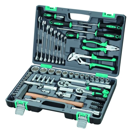 Набор инструментов 1/2 и 1/4   CrV  пластиковый кейс  76 предметов STELS 14104 купить в Надыме