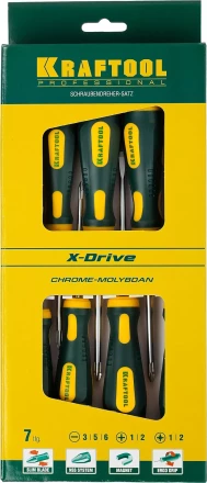 Набор X-Drive, KRAFTOOL 250081-H7: Отвертки профессиональные, SL: 3x80, 5x100, 6x125; PH: 1x80, 2x100; PZ: 1x80, 2x100 250081-H7 купить в Надыме