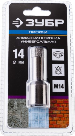 Алмазная коронка ЗУБР &quot;ПРОФЕССИОНАЛ&quot; универсальная для УШМ, сухое сверление, алмазы на вакуумной пайке,  посадка М14, d=16мм 29865-16 купить в Надыме