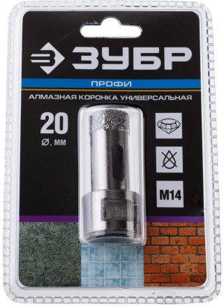 Алмазная коронка ЗУБР &quot;ПРОФЕССИОНАЛ&quot; универсальная для УШМ, сухое сверление, алмазы на вакуумной пайке,  посадка М14, d=16мм 29865-16 купить в Надыме
