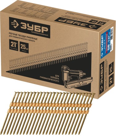 ЗУБР SN21 50 х 2.87 мм, реечные гвозди рифленые оцинкованные, 3500 шт (305393-50) купить в Надыме