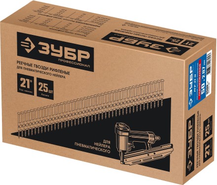 ЗУБР SN21 50 х 2.87 мм, реечные гвозди рифленые оцинкованные, 3500 шт (305393-50) купить в Надыме