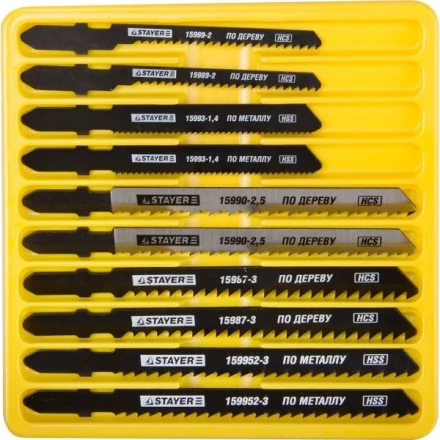 Набор STAYER "PROFI" Пилки "МАСТЕР №3" для эл/лобзика, по дереву, мет. и пластику, EU-хвост.,10шт 15981-H10-3 купить в Надыме
