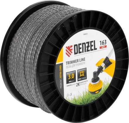 Леска для триммера двухкомпонентная витой квадрат Denzel, 3,0мм х 163м, на DIN катушке EXTRA CORD 96825 купить в Надыме
