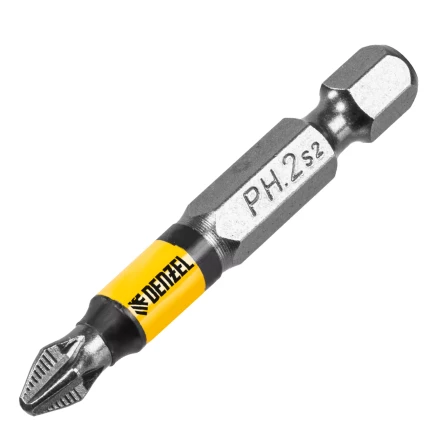 Бита PH2х50, сталь легированная S2, 10 шт., круглый профиль, отрывная упаковка, Е 6,3 Denzel 11679 купить в Надыме