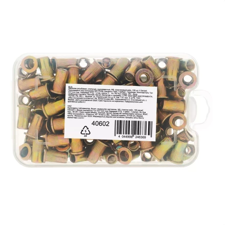 Заклепки резьбовые, стальные, оцинкованные, М5, пластиковый кейс, 100 шт. Denzel 40602 купить в Надыме