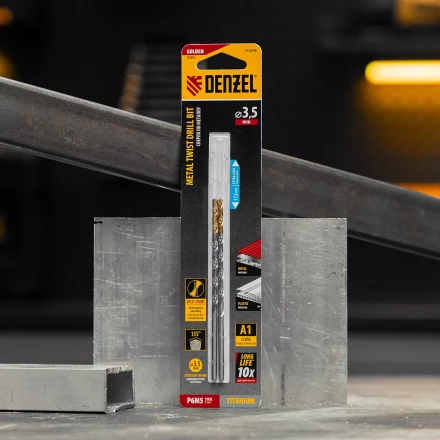 Сверло спиральное по металлу Denzel 3,5 х 112 мм, Р6М5, Golden Tip, удлиненное, 2шт. 718248 купить в Надыме