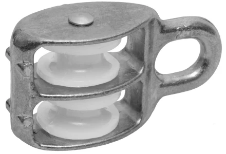 Блок ЗУБР двойной, оцинкованный, нейлоновый шкив, 7x25мм, 5 шт 4-304595-25 купить в Надыме