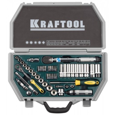 Набор торцовых головок KRAFTOOL &quot;INDUSTRIE QUALITAT&quot; (3/8&quot;) универсальный, Cr-V, пластиковый кейс, 49 предметов 27975-H49 купить в Надыме