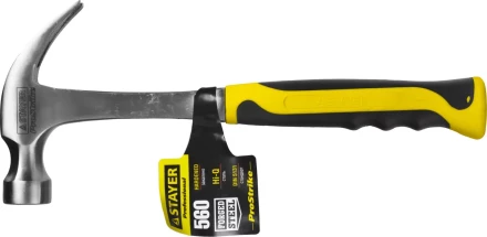 Молоток-гвоздодер STAYER "PROFESSIONAL" цельнометаллический с двухкомпонентной рукояткой, 560г 2025-560 купить в Надыме