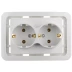 Розетка СВЕТОЗАР "ГАММА" двойная, с заземлением, цвет белый, 16А/~250В SV-54107-W купить в Надыме