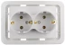 Розетка СВЕТОЗАР "ГАММА" двойная, с заземлением, цвет белый, 16А/~250В SV-54107-W купить в Надыме