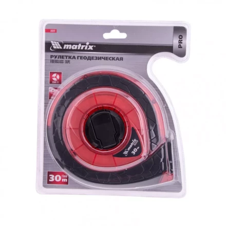 Рулетка геодезическая 30 м х 15 мм закрытый корпус фибергласовая лента двусторонняя шкала Pro Matrix 31271 купить в Надыме