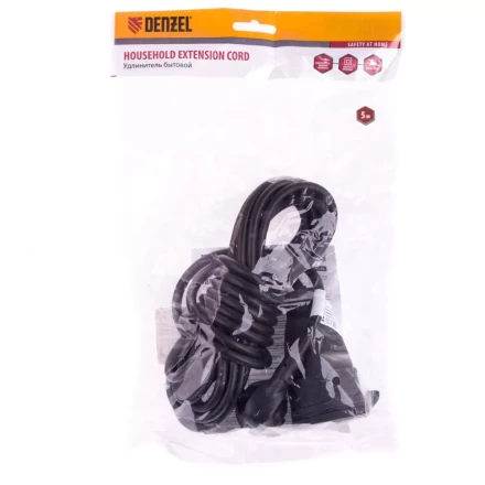 Удлинитель бытовой с заземлением 5 м 1 прорезиненная розетка 16 A серия УХз16 Denzel 95917 купить в Надыме