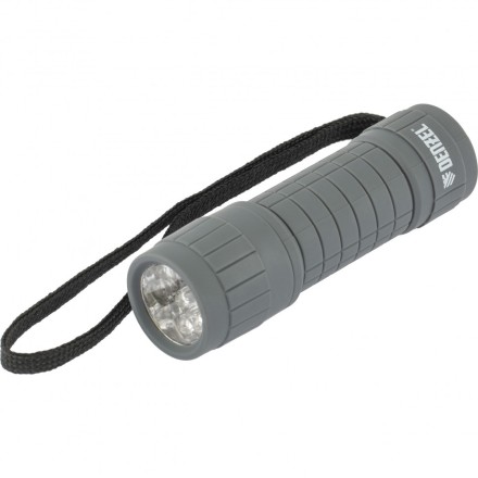 Фонарь светодиодный серый корпус с мягким покрытием 9 Led 3хААА Denzel 92612 купить в Надыме