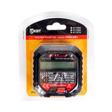 Тестер розеток и УЗО КВТ КТ 107D (86321) купить в Надыме