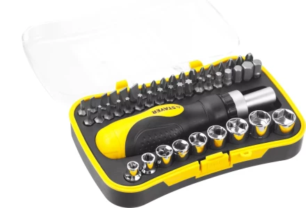 Набор STAYER "MASTER" "HERCULES": Отвертки, реверс отвертка, биты 35шт, адаптер для торц голов, торц голов 9шт, 46 предм 25084-H46 купить в Надыме