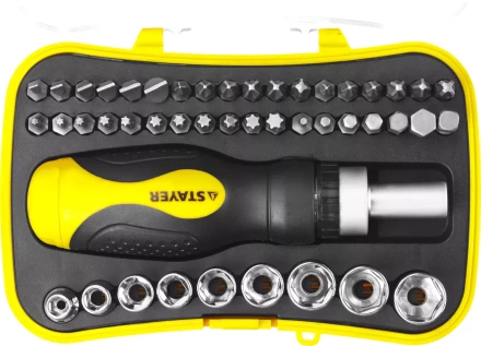 Набор STAYER "MASTER" "HERCULES": Отвертки, реверс отвертка, биты 35шт, адаптер для торц голов, торц голов 9шт, 46 предм 25084-H46 купить в Надыме
