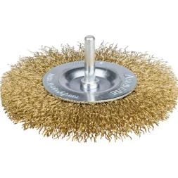 STAYER "PROFESSIONAL". Щетка дисковая для дрели, витая латунированная стальная проволока 0,3мм, 100мм 35114-100_z01