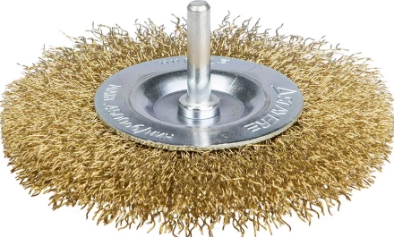 STAYER "PROFESSIONAL". Щетка дисковая для дрели, витая латунированная стальная проволока 0,3мм, 100мм 35114-100_z01 купить в Надыме