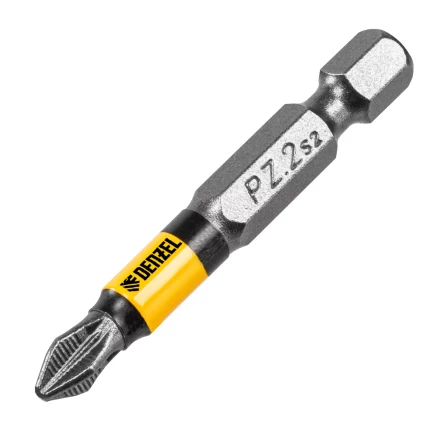 Бита PZ2х50, сталь легированная S2, 10 шт., круглый профиль, отрывная упаковка, Е 6,3 Denzel 11680 купить в Надыме