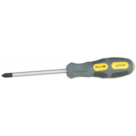 Отвертка STAYER &quot;PROFESSIONAL&quot; &quot;MAX-GRIP&quot; ударная, двухкомпонентная рукоятка, магнит наконечник, Cr-V, PH №1x75мм 25824-1-075 G купить в Надыме
