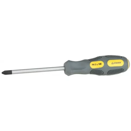 Отвертка STAYER "PROFESSIONAL" "MAX-GRIP" ударная, двухкомпонентная рукоятка, магнит наконечник, Cr-V, PH №1x75мм 25824-1-075 G купить в Надыме