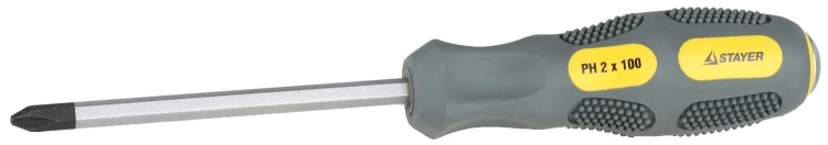Отвертка STAYER "PROFESSIONAL" "MAX-GRIP" ударная, двухкомпонентная рукоятка, магнит наконечник, Cr-V, PH №1x75мм 25824-1-075 G купить в Надыме
