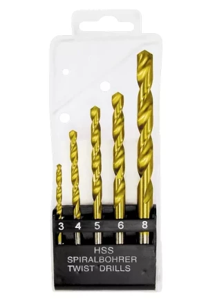 Набор нитридтитановых сверл по металлу 3-4-5-6-8 мм HSS 5 шт пластиковая коробка цилиндрический хвостовик MATRIX 72383 купить в Надыме