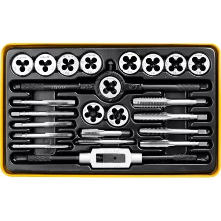 Набор метчиков и плашек STAYER "MASTER", метчикодержатель 1шт, плашкодержатель 1шт, метчики 11шт, плашки 11шт, 24 предмета 28020-H24 купить в Надыме