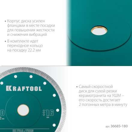 Диск алмазный для УШМ и плиткорезов супертонкие  ULTRA-THIN 36685-180 купить в Надыме
