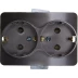 Розетка СВЕТОЗАР "ГАММА" с заземлением, двойная, без вставки и рамки, цвет темно-серый металлик, 16А/~250В SV-54107-DM купить в Надыме