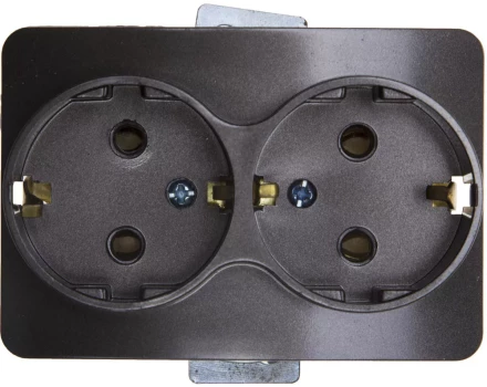 Розетка СВЕТОЗАР "ГАММА" с заземлением, двойная, без вставки и рамки, цвет темно-серый металлик, 16А/~250В SV-54107-DM купить в Надыме