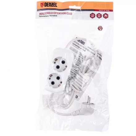 Удлинитель бытовой серия УХз-10-202 с заземлением 2 м 2 розетки 10 A Denzel 95960 купить в Надыме